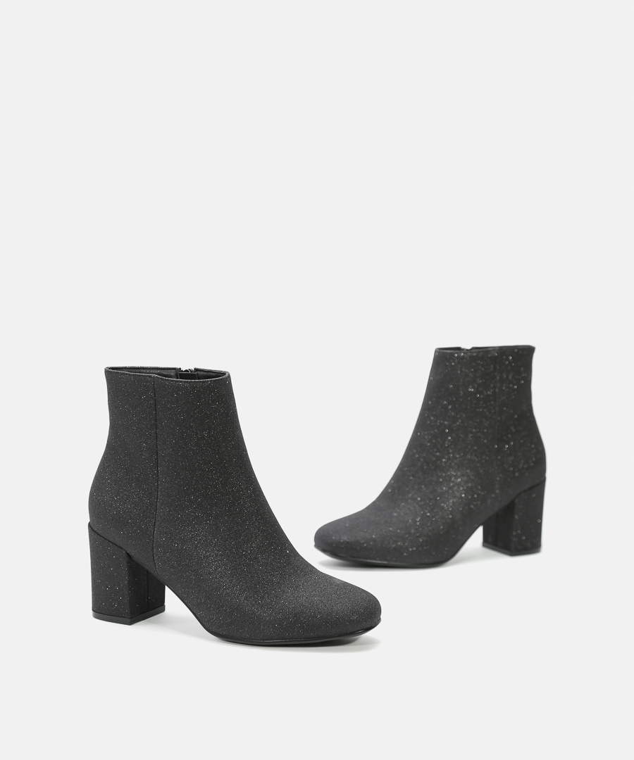 Botines glitter tacón ancho  image number null